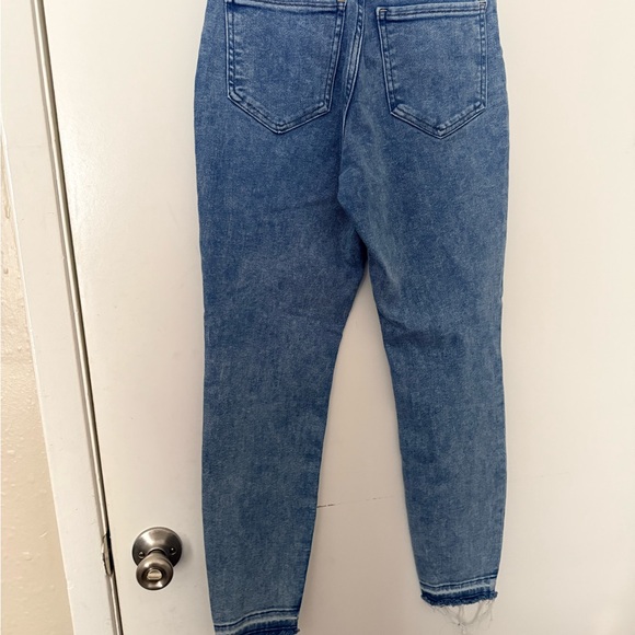 Express High Rise Blue Distressed Jeans - Picture 2 of 6